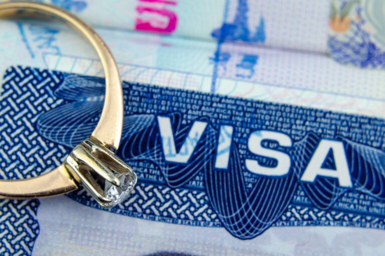 Engagement ring on top of US Entry Visa